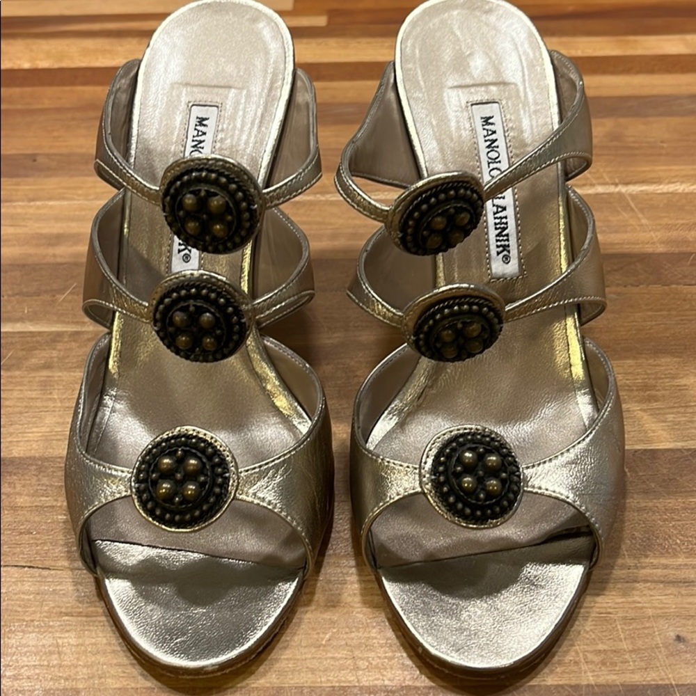 Manolo Blahnik platinum high heels